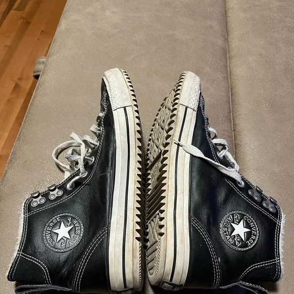 Converse leather Black chuck Taylor High-Top Sneakers with White Laces - Picture 3 of 8